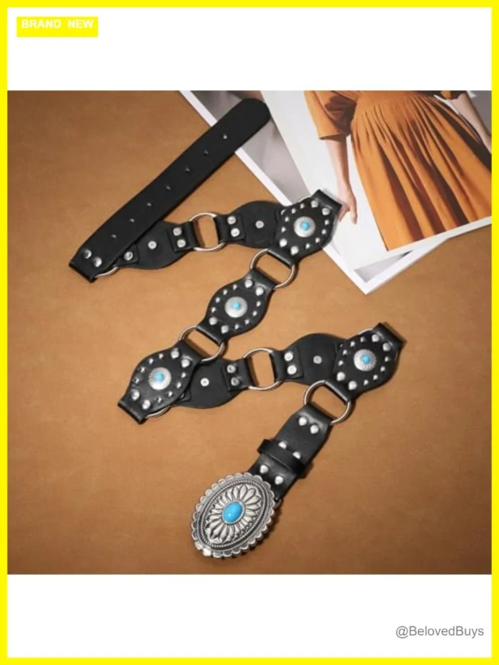 Vintage Western Faux Leather Belt for Women Cowgirl Studded Rivets